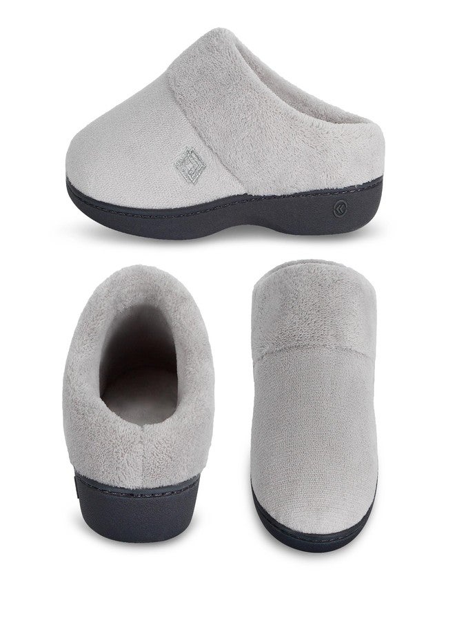 isotoner Women's Classic Clog Slippers with Memory Foam Comfort and Non-slip Sole Slipper, Light Grey, 7.5-8 - Image 2